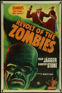 6r0890 REVOLT OF THE ZOMBIES 1sh R1947 cool artwork, they're not dead and they're not alive!