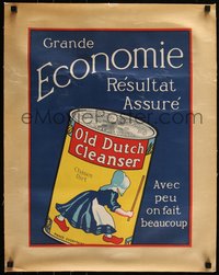 6r0341 OLD DUTCH CLEANSER . 20x25 French advertising poster 1920s lady holding a stick, ultra rare!