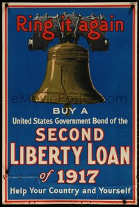 6r0067 2ND LIBERTY LOAN 20x30 WWI war poster 1917 ring the Liberty Bell again & help your country!