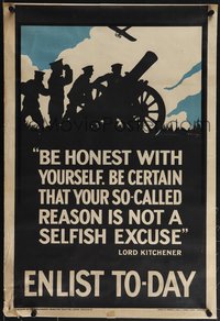 6r0350 BE HONEST WITH YOURSELF 20x29 English WWI war poster 1915 Soutril soldier art, ultra rare!