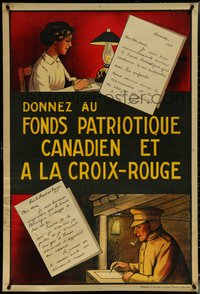 6r0063 DONNEZ AU FONDS PATRIOTIQUE CANADIEN ET A LA CROIX-ROUGE 28x41 Canadian WWI 1917 ultra rare!