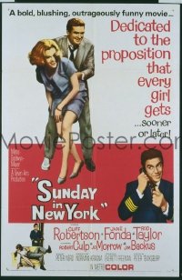 Q669 SUNDAY IN NEW YORK one-sheet movie poster '64 Jane Fonda