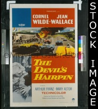 #9118 DEVIL'S HAIRPIN 1sh '57 car racing! 
