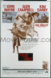 JW 316 TRUE GRIT one-sheet movie poster '69 John Wayne, Kim Darby, Campbell