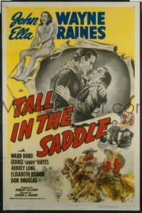JW 219 TALL IN THE SADDLE one-sheet movie poster '44 John Wayne, Ella Raines