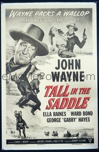 JW 221 TALL IN THE SADDLE linen style A one-sheet movie poster R53 John Wayne