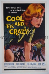 A172 COOL & THE CRAZY one-sheet movie poster '58 AIP classic!