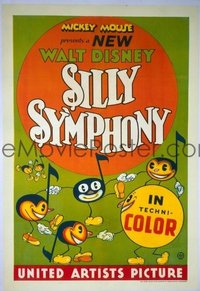 v320 SILLY SYMPHONY linen 1sh '33 Walt Disney cartoon