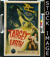 f749 TARGET EARTH one-sheet movie poster '54 paralyzed by fear!