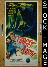 f006 TARGET EARTH three-sheet movie poster '54 paralyzed by fear!