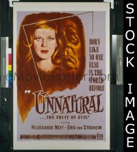 #601 UNNATURAL 1sh '56 von Stroheim 
