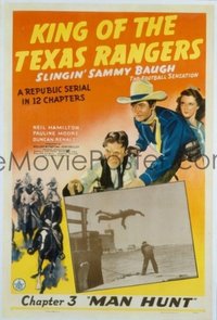 t384 KING OF THE TEXAS RANGERS linen Chap 3 one-sheet movie poster '41 serial