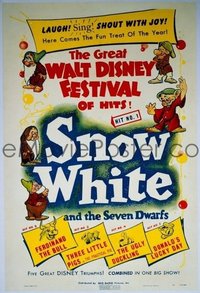 089 GREAT WALT DISNEY FESTIVAL OF HITS 1sh '40 Snow White and the Seven Dwarfs