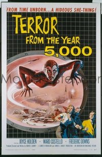 f756 TERROR FROM THE YEAR 5,000 one-sheet movie poster '58 she-thing!