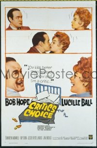 #186 CRITIC'S CHOICE 1sh '63 Bob Hope, Ball 