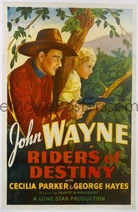 JW 059 RIDERS OF DESTINY linen one-sheet movie poster '33 great Wayne image!