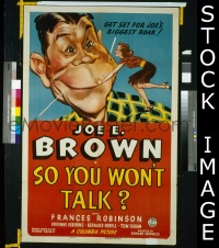 #1873 SO YOU WON'T TALK 1sh '40 Joe E. Brown 