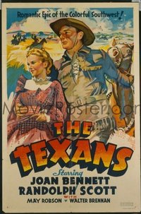 t188 TEXANS linen other company one-sheet movie poster '38 Randolph Scott