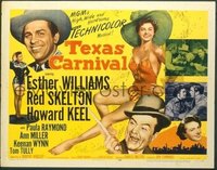 t075 TEXAS CARNIVAL style A half-sheet movie poster '51 Esther Williams