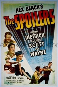 JW 197 SPOILERS linen one-sheet movie poster '42 Dietrich, John Wayne
