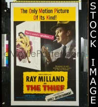 #440 THIEF 1sh '52 Ray Milland silent film! 