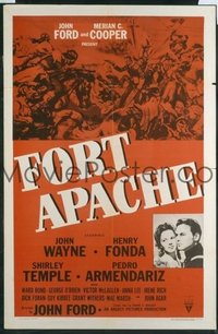 JW 237 FORT APACHE one-sheet movie poster R57 John Wayne & John Ford classic!