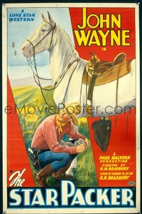 JW 076 STAR PACKER linen one-sheet movie poster '34 great John Wayne image!