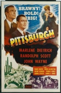 JW 207 PITTSBURGH one-sheet movie poster R53 John Wayne, Marlene Dietrich