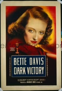 VHP7 033 DARK VICTORY linen one-sheet movie poster '39 Bette Davis close up!