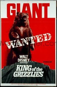 A681 KING OF THE GRIZZLIES one-sheet movie poster '70 Walt Disney