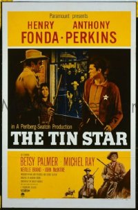 #570 TIN STAR 1sh '57 Fonda, Perkins 
