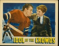 JW 139 IDOL OF THE CROWDS lobby card '37 John Wayne w/hockey buddy!