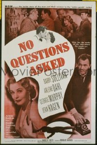#8077 NO QUESTIONS ASKED 1sh '51 film noir! 