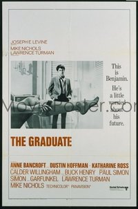 v403 GRADUATE int'l 1sh '68 classic image of Dustin Hoffman & Anne Bancroft's sexy leg!