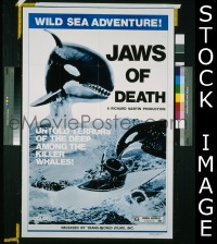 #1555 JAWS OF DEATH 1sh '76 striking image! 