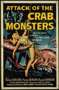 VHP7 328 ATTACK OF THE CRAB MONSTERS linen one-sheet movie postereet '57 Corman