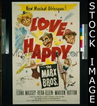 #332 LOVE HAPPY 1sh '49 Marx Brothers 