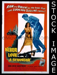 #9534 NEVER LOVE A STRANGER 1sh '58 Robbins 
