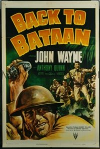 JW 225 BACK TO BATAAN style A one-sheet movie poster '45 John Wayne w/grenade