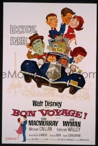 P266 BON VOYAGE one-sheet movie poster '62 Walt Disney, MacMurray