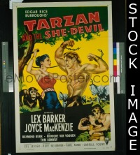 Q699 TARZAN & THE SHE-DEVIL one-sheet movie poster '53 Lex Barker