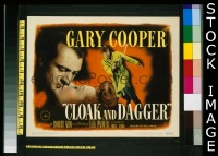 K088 CLOAK & DAGGER title lobby card '46 Gary Cooper, Lilli Palmer