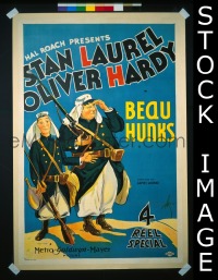 #7305 BEAU HUNKS 1sh R40s Laurel & Hardy 