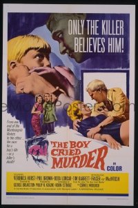 #8986 BOY CRIED MURDER 1sh '66 thriller! 