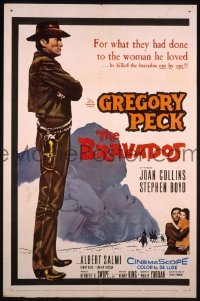 P282 BRAVADOS one-sheet movie poster '58 Gregory Peck, Joan Collins