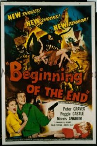 f303 BEGINNING OF THE END one-sheet movie poster '57 Graves, giant bugs!