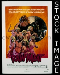 #1797 RAW MEAT 1sh '73 classic AIP horror! 