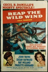 JW 194 REAP THE WILD WIND one-sheet movie poster R54 John Wayne, Susan Hayward