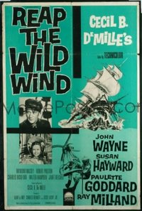 JW 195 REAP THE WILD WIND one-sheet movie poster R59 John Wayne, DeMille!
