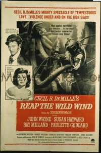 JW 196 REAP THE WILD WIND one-sheet movie poster R64 deep-sea diver John Wayne